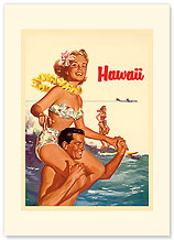 Hawaii Northwest Airlines - Hawaiian Premium Vintage Collectible Blank Greeting Card