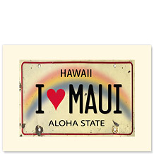I Heart Maui License Plate - Hawaiian Premium Vintage Collectible Blank Greeting Card