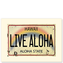 Live Aloha License Plate - Hawaiian Premium Vintage Collectible Blank Greeting Card