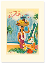 Hawaii - Hawaiian Premium Vintage Collectible Greeting Card - Happy Birthday Card