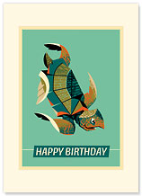 Pacific Islands Turtle - Hawaiian Premium Vintage Collectible Greeting Card - Happy Birthday Card