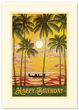 Hawaii - Hawaiian Premium Vintage Collectible Greeting Card - Happy Birthday Card