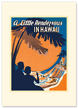 A Little Rendezvous in Hawaii - Hawaiian Premium Vintage Collectible Greeting Card - Wedding Card