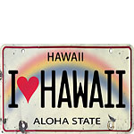 I Heart Hawaii License Plate - Hawaiian Vintage Postcard