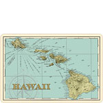 Map of Hawaii - Hawaiian Vintage Postcard