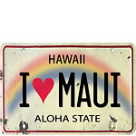 I Heart Maui License Plate - Hawaiian Vintage Postcard