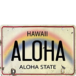 Aloha License Plate - Hawaiian Vintage Postcard