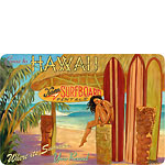 Come to Hawaii - Kona Surfboard Rentals - Hawaiian Vintage Postcard