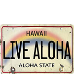 Live Aloha License Plate - Hawaiian Vintage Postcard