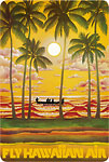 Fly Hawaiian Air - Hawaiian Vintage Postcard