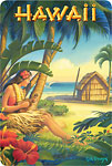 Hawaii - Hula Dancer with Ukulele - Hawaiian Vintage Postcard