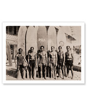 Hawaiian Duke Kahanamoku & Brothers Surfboards Waikiki, Hawaii - Fine Art Black & White Carbon Prints