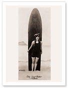 The Surf-Rider Hawaii - Bathing Beauty in front of Surf Board - Kodagraph Honolulu - Fine Art Black & White Carbon Prints