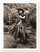 Hawaiian Hula Dancer Ipu (Gourd Drum) IV - Fine Art Black & White Carbon Prints