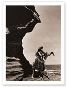 Lei To The Sea - Hawaiian Hula Dancer - Fine Art Black & White Carbon Prints
