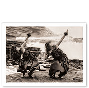 Two Hawaiian Hula Dancers - Fine Art Black & White Carbon Prints