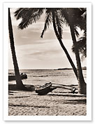 Hawaiian Outrigger Canoe (Wa‘a) on the Beach Hawai‘i - Fine Art Black & White Carbon Prints