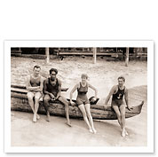 Duke Kahanamoku and Friends - Swimmers at Waikiki Beach, Hawai‘i - Fine Art Black & White Carbon Prints