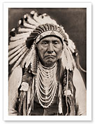 Chief Joseph Nez Percé - War Bonnet - North American Indian - Fine Art Black & White Carbon Prints