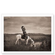 Oasis in the Badlands - Red Hawk, Oglala American Indian Warrior - Fine Art Black & White Carbon Prints