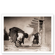 Cleaning Wheat - Tewa Tribe Women - San Juan Pueblo, New Mexico - Fine Art Black & White Carbon Prints
