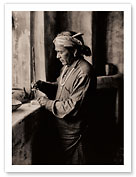 Zuni Bead Worker - Pueblo, New Mexico - The North American Indians - Fine Art Black & White Carbon Prints