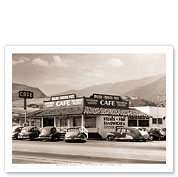 Malibu Beach Trading Post & Cafe - Roosevelt Highway California - c. 1940's - Fine Art Black & White Carbon Prints