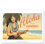 Aloha from Hawaii - Hula Ukulele Player - Fine Art Prints & Posters