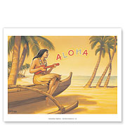Aloha Serenade - Hawaii Ukulele Hula Girl - Giclée Art Prints & Posters