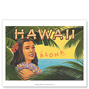 Hawaii Aloha - Hula Girl - Giclée Art Prints & Posters