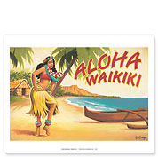 Aloha Waikiki - Hula Dancer - Giclée Art Prints & Posters