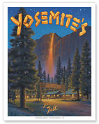 Yosemite's Fire Fall - Camp Curry - Glacier Point, Yosemite National Park - Giclée Art Prints & Posters