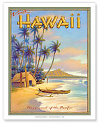 Playground of the Pacific - Visit Hawaii - Diamond Head Crater - Fine Art Prints & Posters