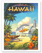 Pride of Hawaii Cruise Ship - Aloha Towers, Honolulu Harbor - Giclée Art Prints & Posters