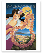Hawaii - Hula Girl - Lei - Fine Art Prints & Posters