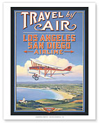 Travel by Air - Los Angeles San Diego Airline - Giclée Art Prints & Posters