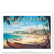 Waikiki Beach, Hawaii - Inter-Island Airways, Ltd. - Giclée Art Prints & Posters