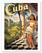 Cuba - Paradise of the Tropics - Cuban Girl with Maracas (Rumba Shakers) - Giclée Art Prints & Posters