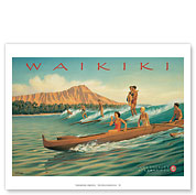 Waikiki, Hawaii - Surf Riders - Los Angeles Steamship Company - Diamond Head Crater - Fine Art Prints & Posters