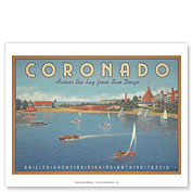 Coronado Island, California - Across the Bay from San Diego - Hotel Del Coronado - Sailing - Fine Art Prints & Posters