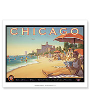 Chicago, Illinois - Lake Michigan - Chicago and Southern Air Lines (C&S) - Edgewater Beach Hotel - Fine Art Prints & Posters