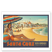 Visit Santa Cruz, California - Beach & Boardwalk - Playground of the West - Giclée Art Prints & Posters