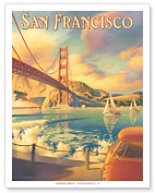San Francisco, California - Golden Gate Bridge - Marin Headlands - Surfing Fort Point - Giclée Art Prints & Posters