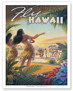 Fly to Hawaii - Hula Dancers at the Airport - Fine Art Prints & Posters