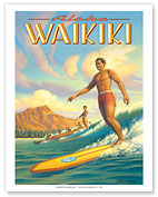 Aloha Waikiki - Surfing - Diamond Head - Oahu - Honolulu – Hawaii - Giclée Art Prints & Posters