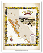 Along the California Wine Trail Map - American Viticultural Areas (AVA) - Fine Art Prints & Posters