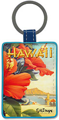 Hibiscus Beach Day - Hawaiian Leatherette Keychains