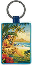 Greetings from Waikiki - Hawaiian Leatherette Keychains