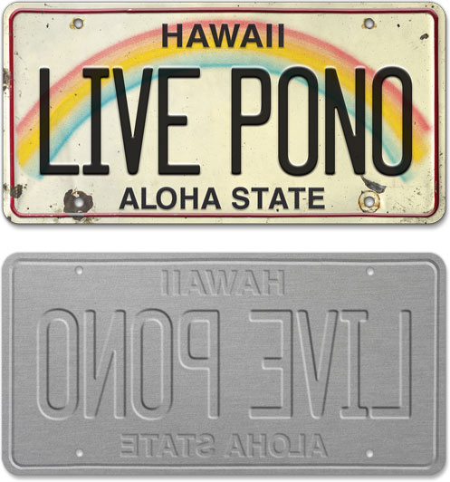 Live Pono - Hawaiian Vintage License Plate