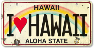 I Love Hawaii - Hawaiian Vintage License Plate